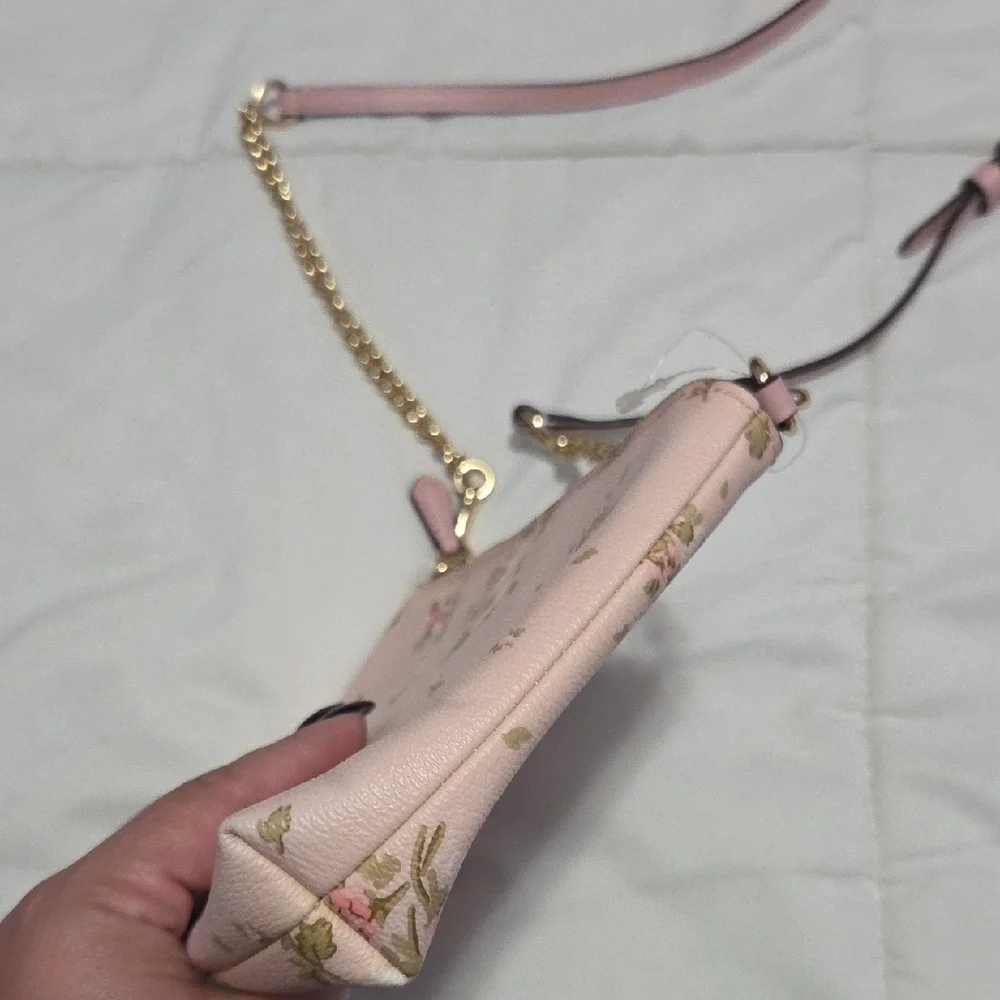 Coach Pink Floral Wristlet with Gold Chain - Picture 4 of 8